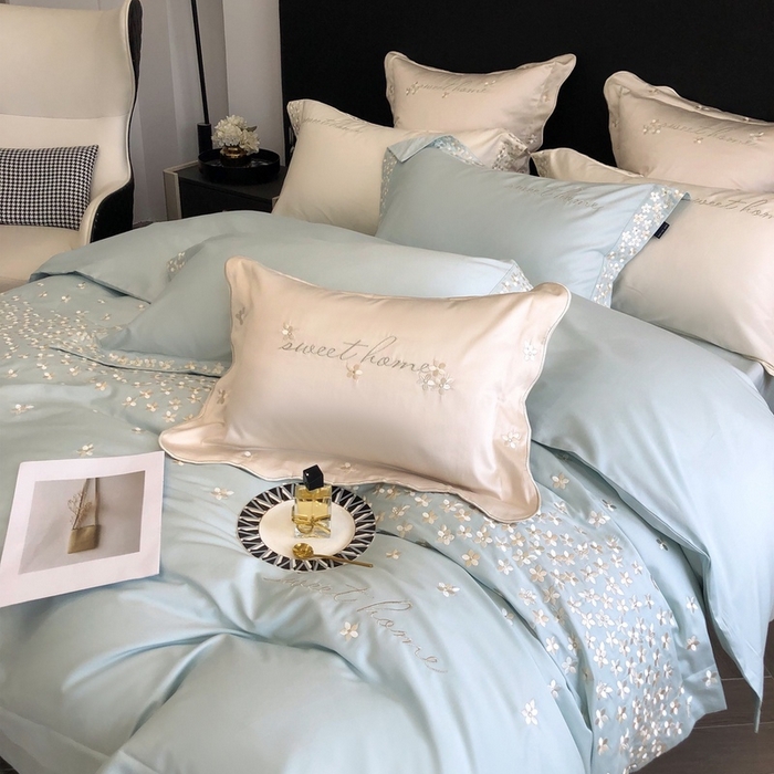 91家纺网 家纺一手货源 找家纺 卡姿家纺 2025新款100支全棉纯棉高端定制四件套—伊莎贝拉 伊莎贝拉—星绿