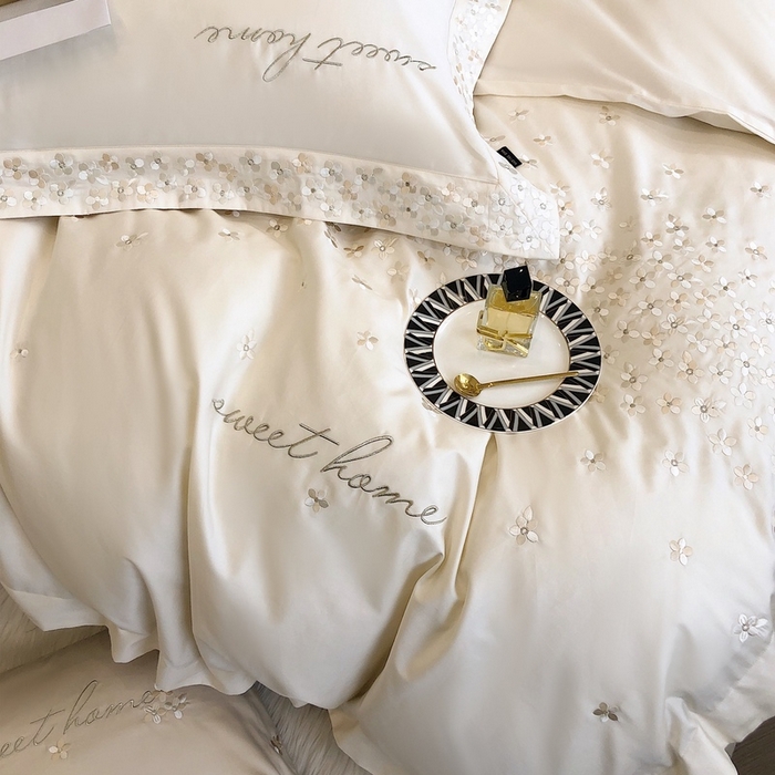 91家纺网 家纺一手货源 找家纺 卡姿家纺 2025新款100支全棉纯棉高端定制四件套—伊莎贝拉 伊莎贝拉-白