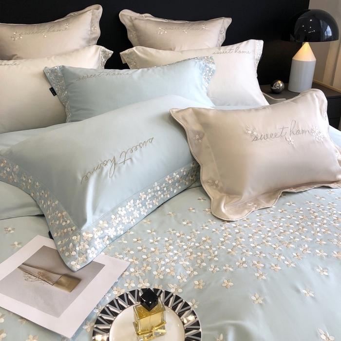 91家纺网 家纺一手货源 找家纺 卡姿家纺 2025新款100支全棉纯棉高端定制四件套—伊莎贝拉 伊莎贝拉—星绿