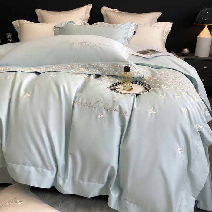 91家纺网 家纺一手货源 找家纺 卡姿家纺 2025新款100支全棉纯棉高端定制四件套—伊莎贝拉 伊莎贝拉—星绿