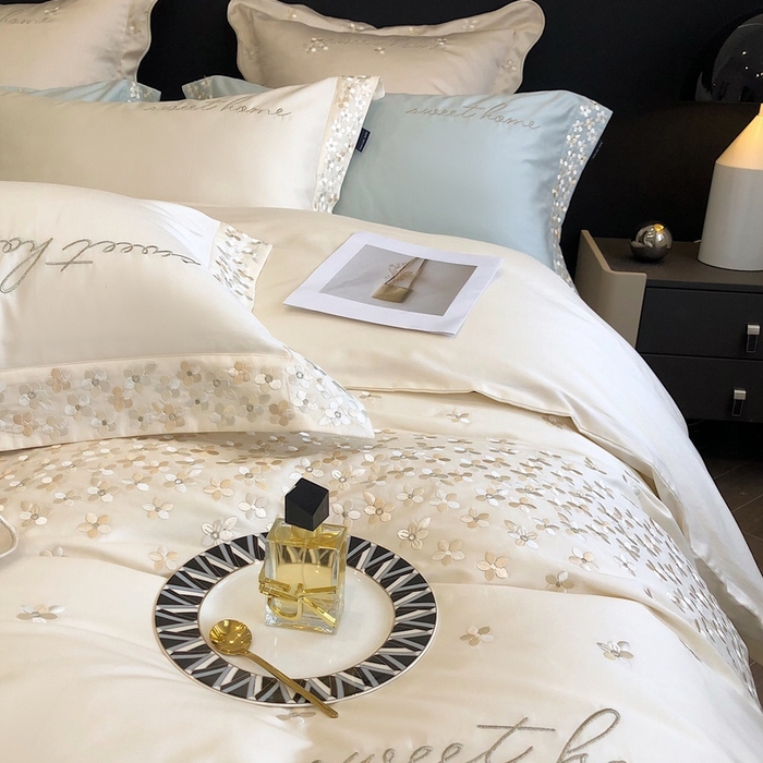 91家纺网 家纺一手货源 找家纺 卡姿家纺 2025新款100支全棉纯棉高端定制四件套—伊莎贝拉 伊莎贝拉-白