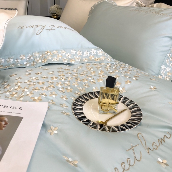 91家纺网 家纺一手货源 找家纺 卡姿家纺 2025新款100支全棉纯棉高端定制四件套—伊莎贝拉 伊莎贝拉—星绿