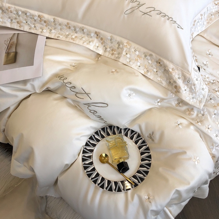 91家纺网 家纺一手货源 找家纺 卡姿家纺 2025新款100支全棉纯棉高端定制四件套—伊莎贝拉 伊莎贝拉-白