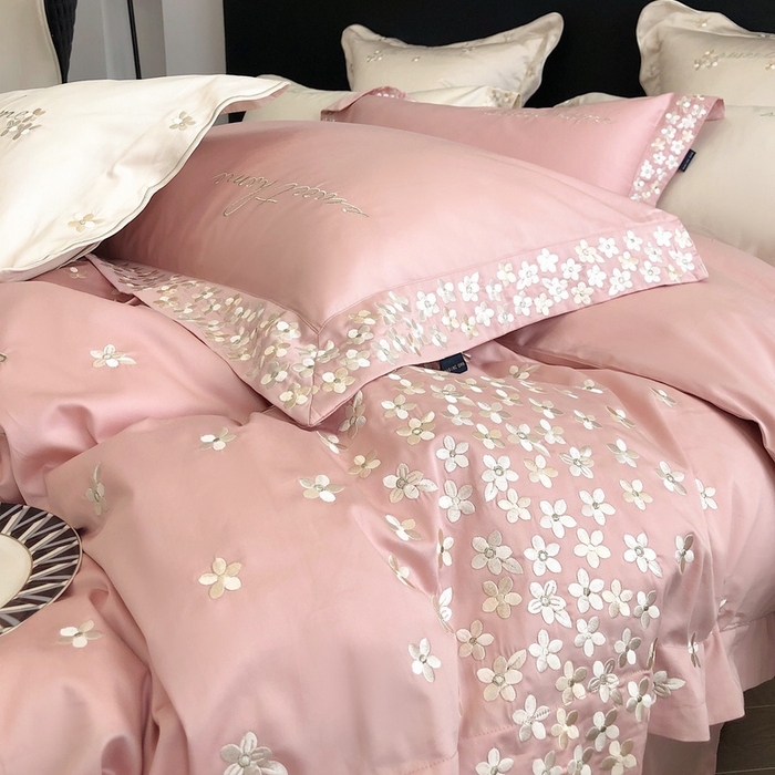 91家纺网 家纺一手货源 找家纺 卡姿家纺 2025新款100支全棉纯棉高端定制四件套—伊莎贝拉 伊莎贝拉-露粉