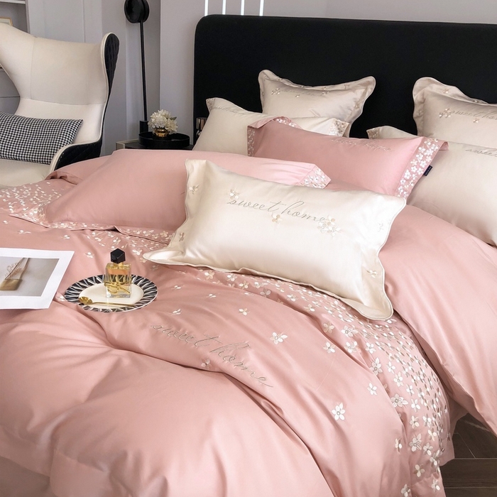 91家纺网 家纺一手货源 找家纺 卡姿家纺 2025新款100支全棉纯棉高端定制四件套—伊莎贝拉 伊莎贝拉-露粉