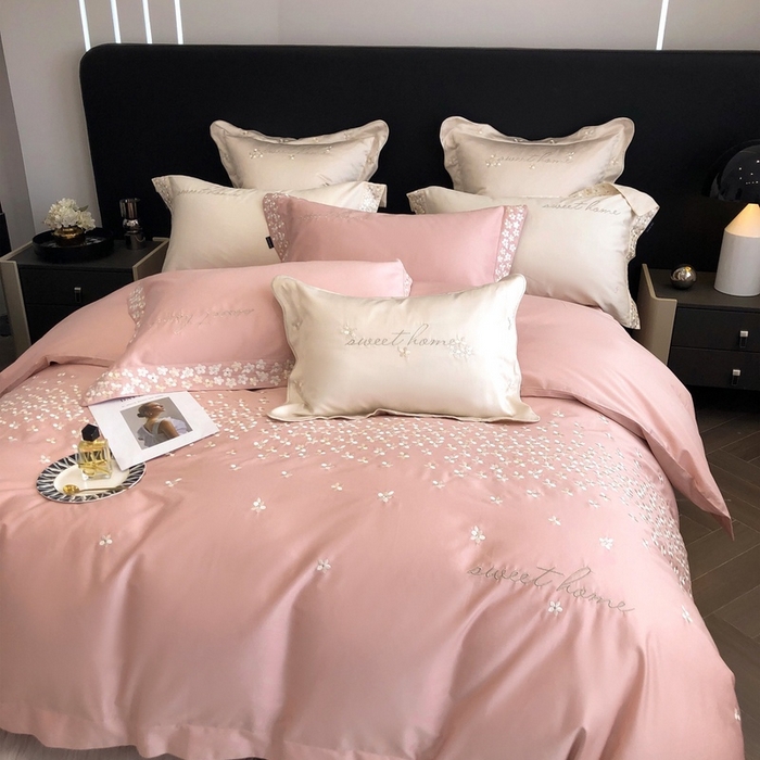 91家纺网 家纺一手货源 找家纺 卡姿家纺 2025新款100支全棉纯棉高端定制四件套—伊莎贝拉 伊莎贝拉-露粉