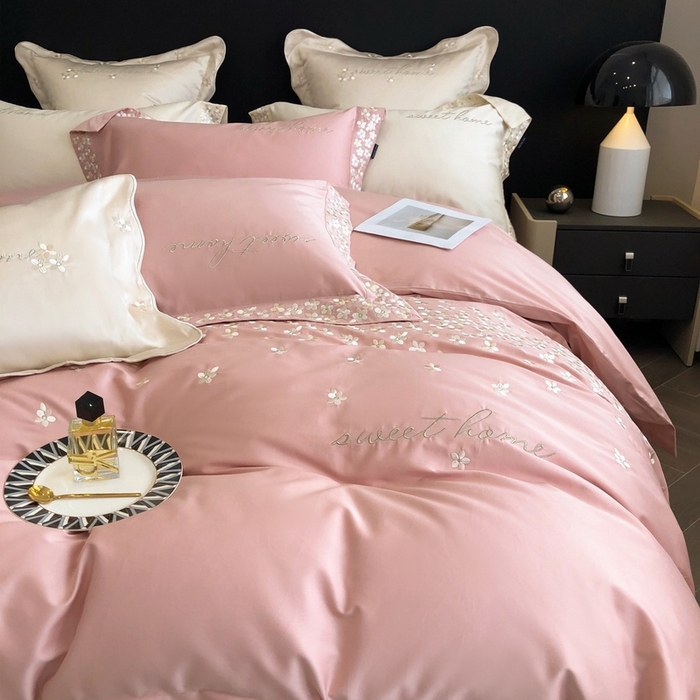 91家纺网 家纺一手货源 找家纺 卡姿家纺 2025新款100支全棉纯棉高端定制四件套—伊莎贝拉 伊莎贝拉-露粉