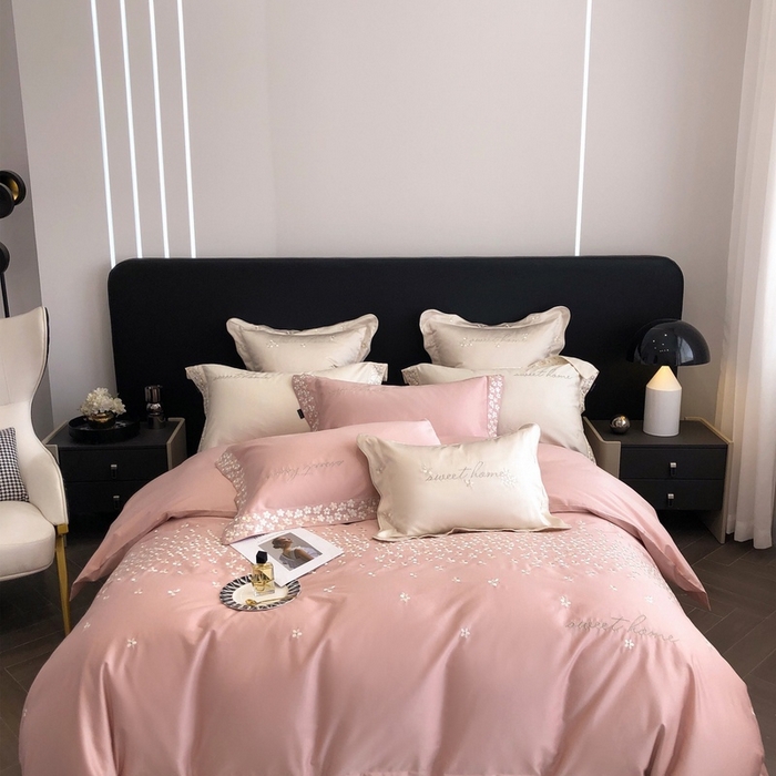 91家纺网 家纺一手货源 找家纺 卡姿家纺 2025新款100支全棉纯棉高端定制四件套—伊莎贝拉 伊莎贝拉-露粉