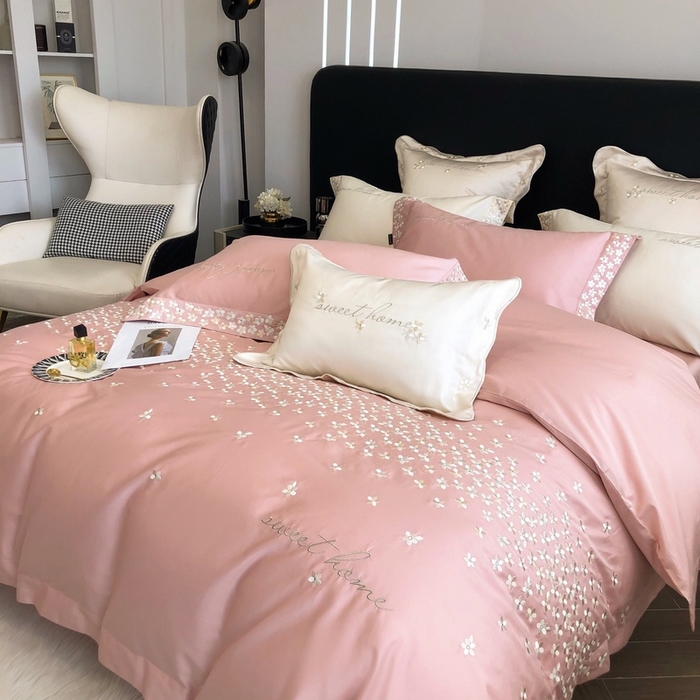 91家纺网 家纺一手货源 找家纺 卡姿家纺 2025新款100支全棉纯棉高端定制四件套—伊莎贝拉 伊莎贝拉-露粉