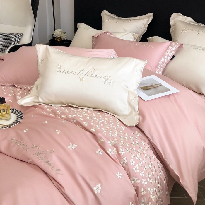 91家纺网 家纺一手货源 找家纺 卡姿家纺 2025新款100支全棉纯棉高端定制四件套—伊莎贝拉 伊莎贝拉-露粉