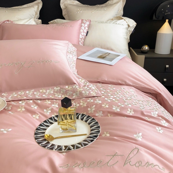 91家纺网 家纺一手货源 找家纺 卡姿家纺 2025新款100支全棉纯棉高端定制四件套—伊莎贝拉 伊莎贝拉-露粉