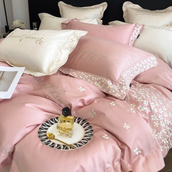 91家纺网 家纺一手货源 找家纺 卡姿家纺 2025新款100支全棉纯棉高端定制四件套—伊莎贝拉 伊莎贝拉-露粉