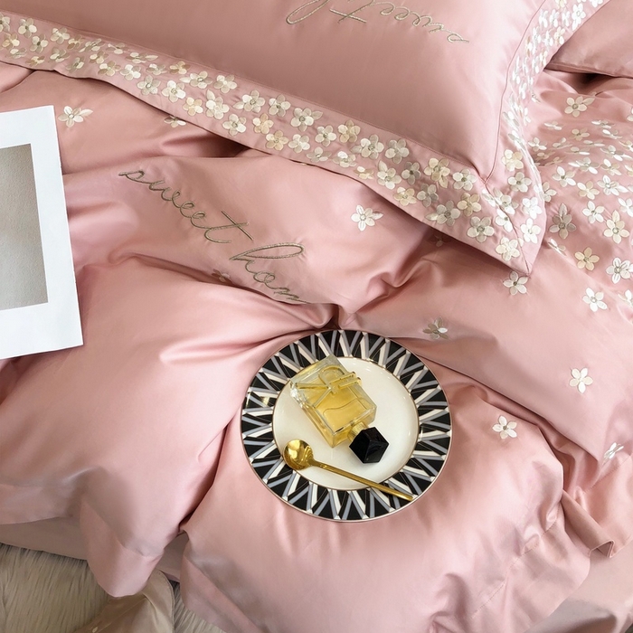 91家纺网 家纺一手货源 找家纺 卡姿家纺 2025新款100支全棉纯棉高端定制四件套—伊莎贝拉 伊莎贝拉-露粉