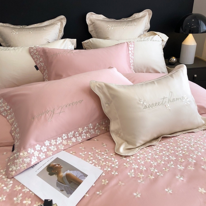 91家纺网 家纺一手货源 找家纺 卡姿家纺 2025新款100支全棉纯棉高端定制四件套—伊莎贝拉 伊莎贝拉-露粉