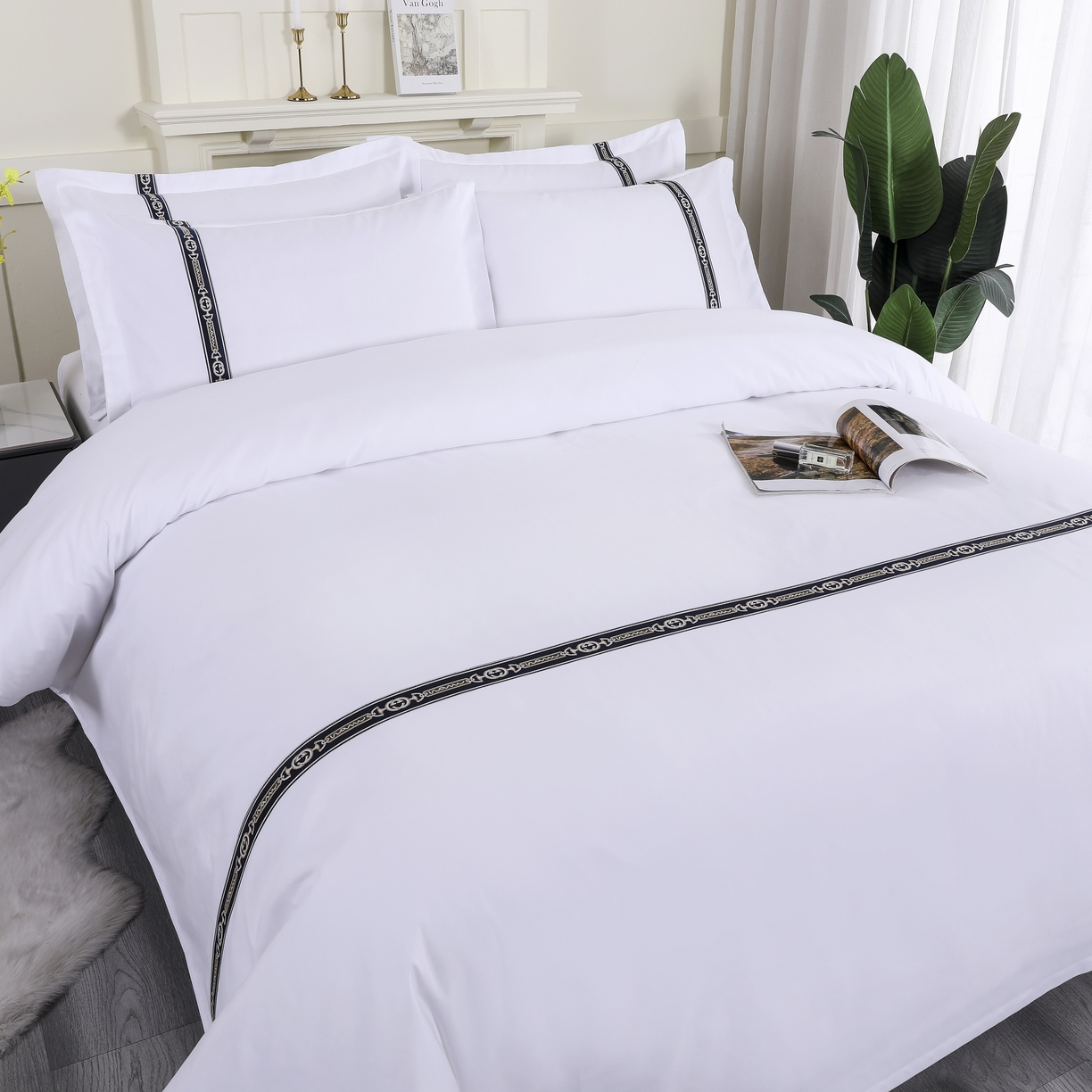 91家纺网 家纺一手货源 找家纺 （总）三俏家纺 2025年酒店布草 磨毛高仿棉星级酒店宾馆民宿磨毛纯白三件套四件套100克平纹款