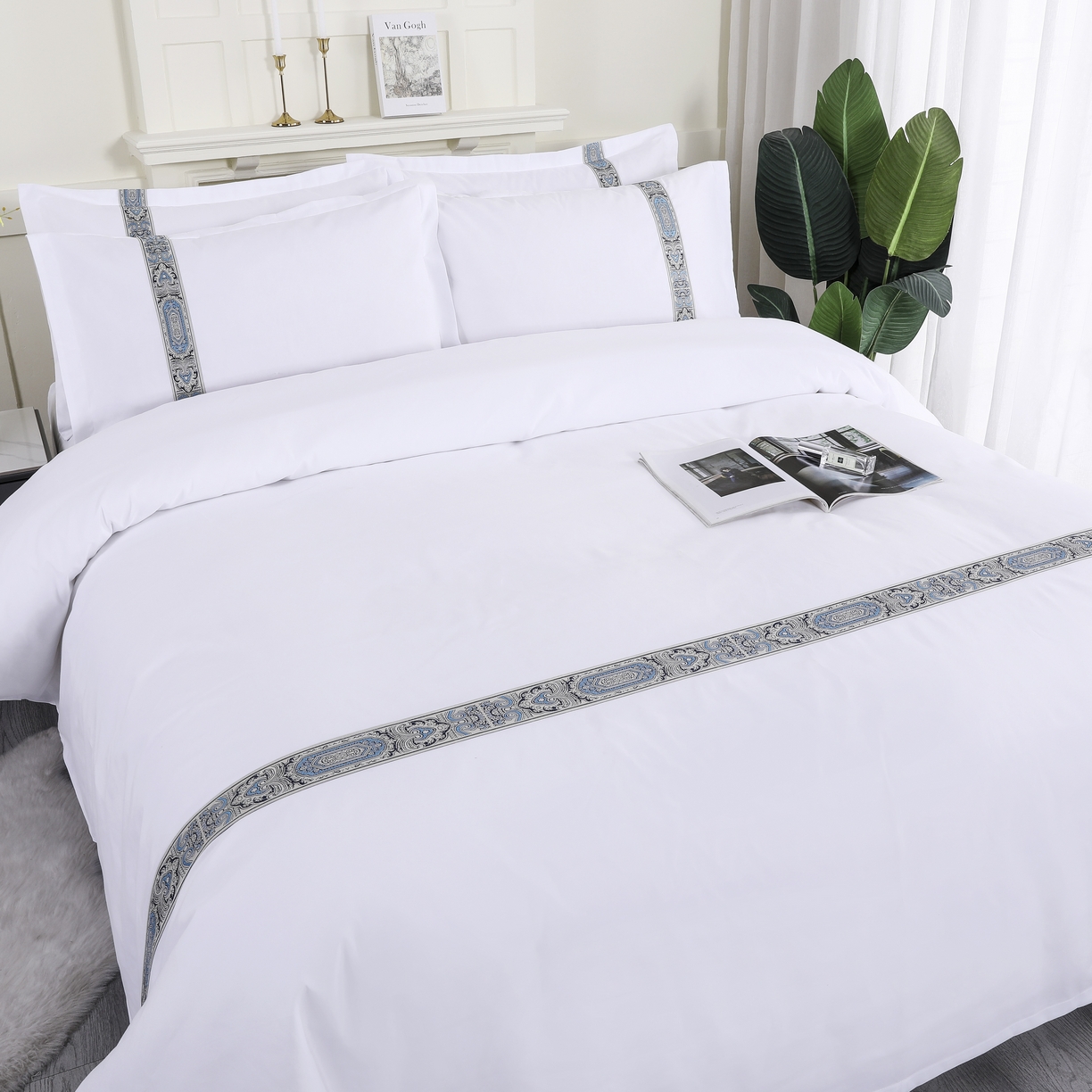 91家纺网 家纺一手货源 找家纺 （总）三俏家纺 2025年酒店布草 磨毛高仿棉星级酒店宾馆民宿磨毛纯白三件套四件套100克平纹款