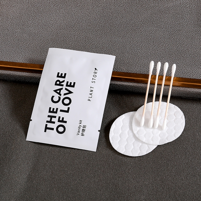 中乾酒店布草2025新款五星级酒店专用日用品系列 白色护理包-4棉签2棉球1指甲锉  100/件