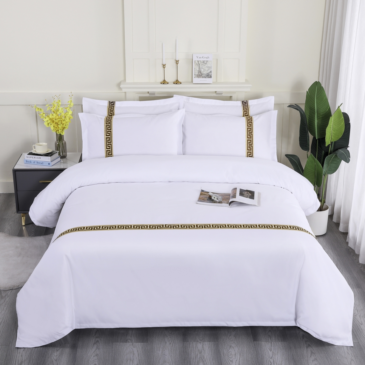 91家纺网 家纺一手货源 找家纺 三俏家纺 2025年酒店布草 磨毛高仿棉星级酒店宾馆民宿磨毛纯白三件套四件套100克平纹款 复古咖