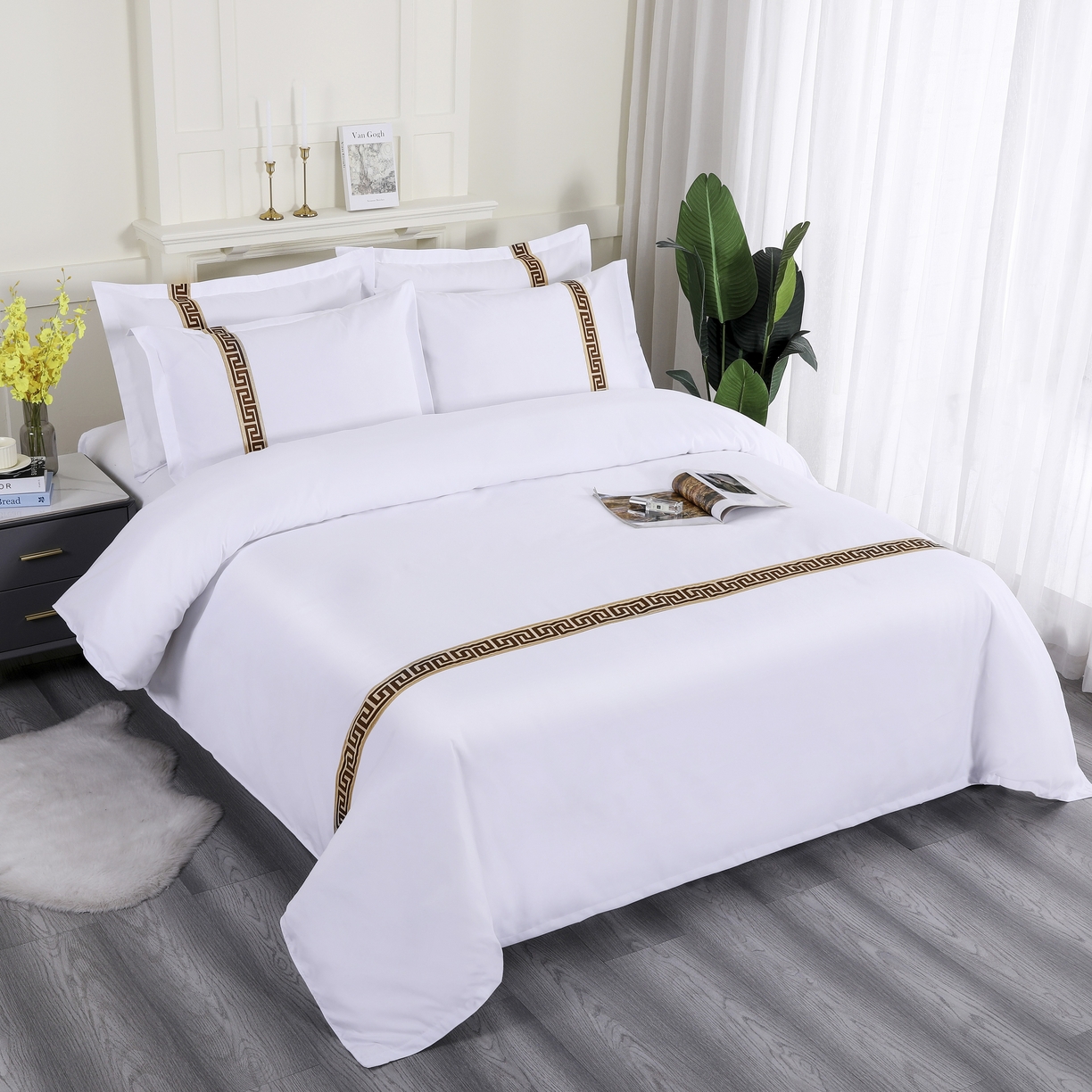 91家纺网 家纺一手货源 找家纺 三俏家纺 2025年酒店布草 磨毛高仿棉星级酒店宾馆民宿磨毛纯白三件套四件套100克平纹款 复古咖