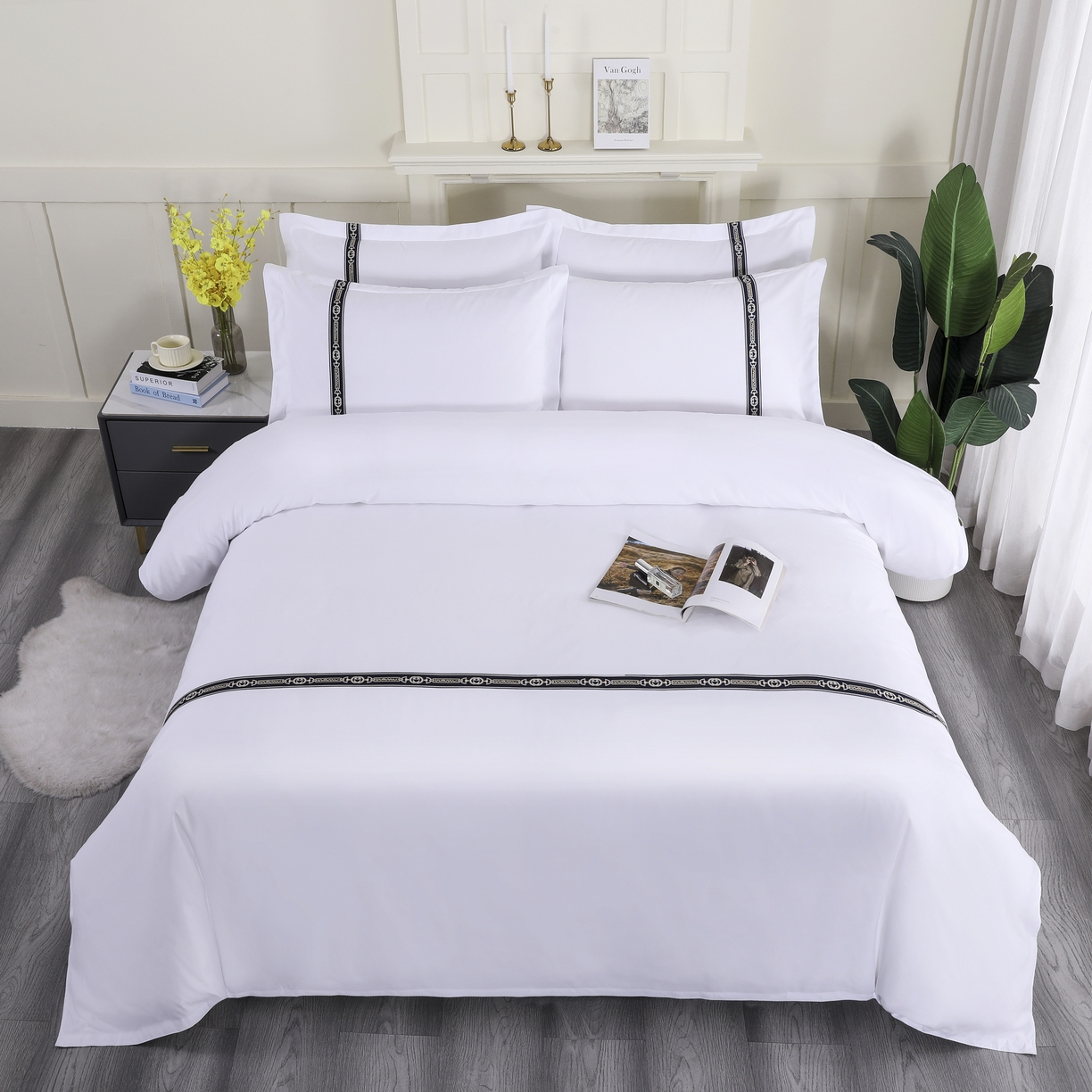 91家纺网 家纺一手货源 找家纺 三俏家纺 2025年酒店布草 磨毛高仿棉星级酒店宾馆民宿磨毛纯白三件套四件套100克平纹款 高级蓝