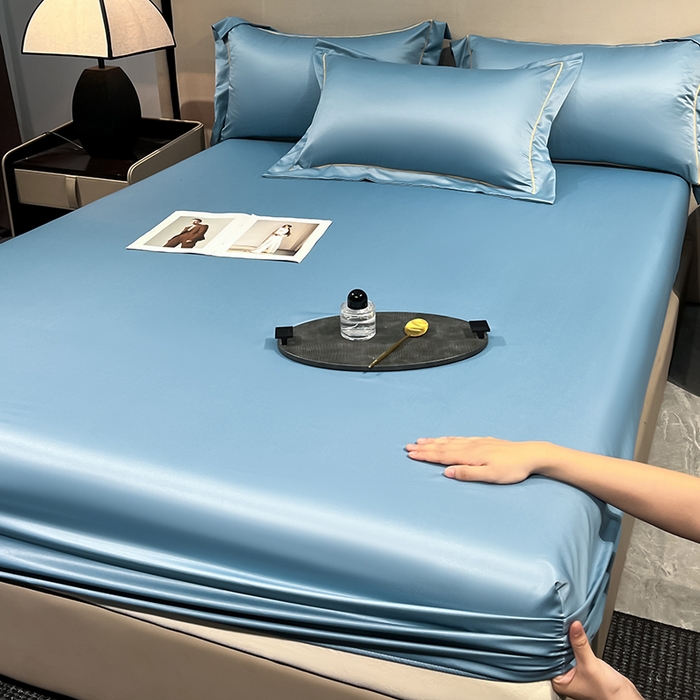 91家纺网 家纺一手货源 找家纺 露梦家纺 2025外贸内销跨境电商亚马逊速卖通单床笠三件套欧美尺寸多多跨境平台TEMU SHEIN笠高30cm 极简-冰蓝