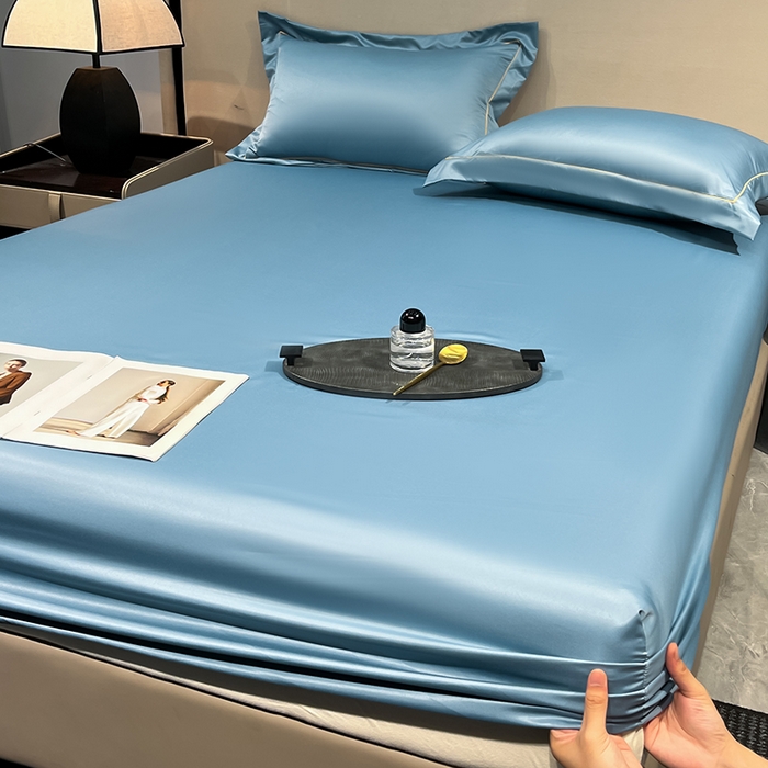 91家纺网 家纺一手货源 找家纺 露梦家纺 2025外贸内销跨境电商亚马逊速卖通单床笠三件套欧美尺寸多多跨境平台TEMU SHEIN笠高30cm 极简-冰蓝