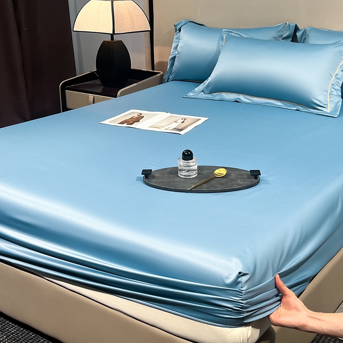 91家纺网 家纺一手货源 找家纺 露梦家纺 2025外贸内销跨境电商亚马逊速卖通单床笠三件套欧美尺寸多多跨境平台TEMU SHEIN笠高30cm 极简-冰蓝