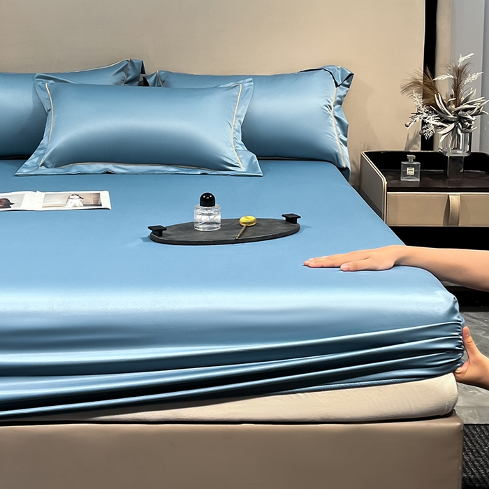 91家纺网 家纺一手货源 找家纺 露梦家纺 2025外贸内销跨境电商亚马逊速卖通单床笠三件套欧美尺寸多多跨境平台TEMU SHEIN笠高30cm 极简-冰蓝