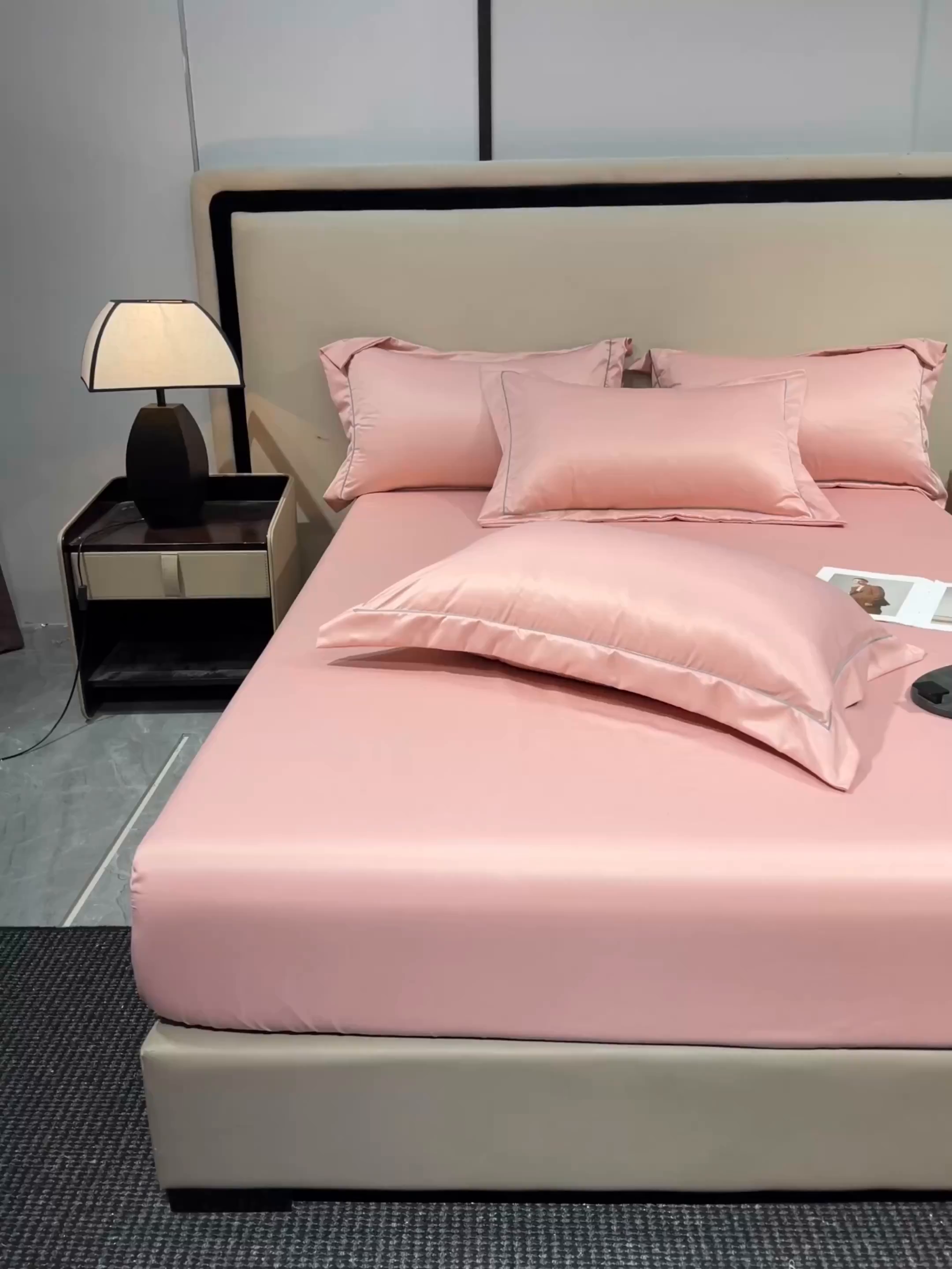 91家纺网 家纺一手货源 找家纺 露梦家纺 2025外贸内销跨境电商亚马逊速卖通单床笠三件套欧美尺寸多多跨境平台TEMU SHEIN笠高30cm 极简-豆沙