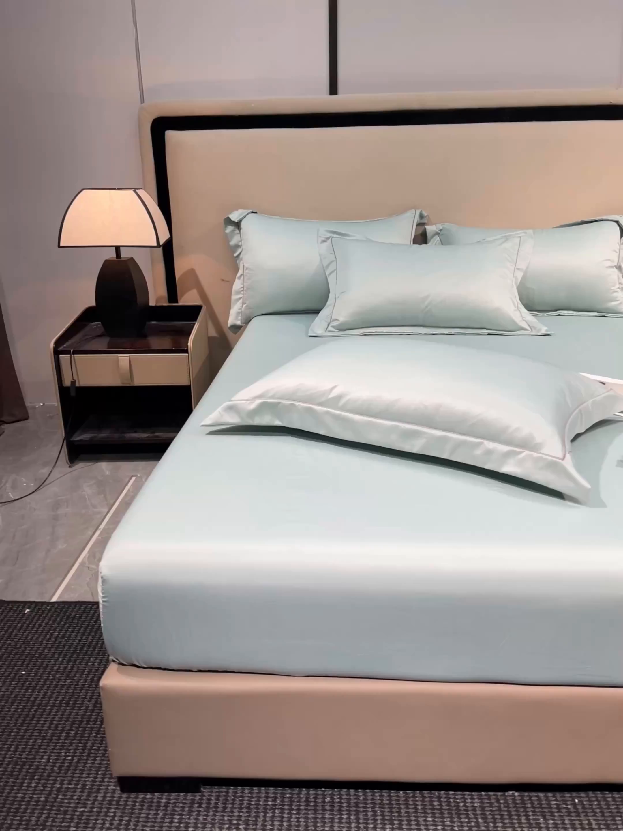 91家纺网 家纺一手货源 找家纺 露梦家纺 2025外贸内销跨境电商亚马逊速卖通单床笠三件套欧美尺寸多多跨境平台TEMU SHEIN笠高30cm 极简-水绿