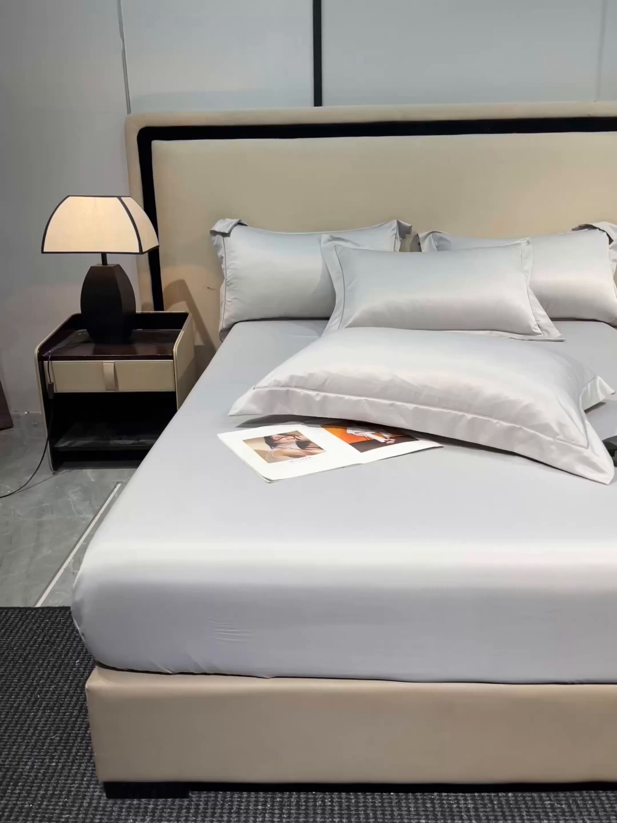 91家纺网 家纺一手货源 找家纺 露梦家纺 2025外贸内销跨境电商亚马逊速卖通单床笠三件套欧美尺寸多多跨境平台TEMU SHEIN笠高30cm 极简-浅灰