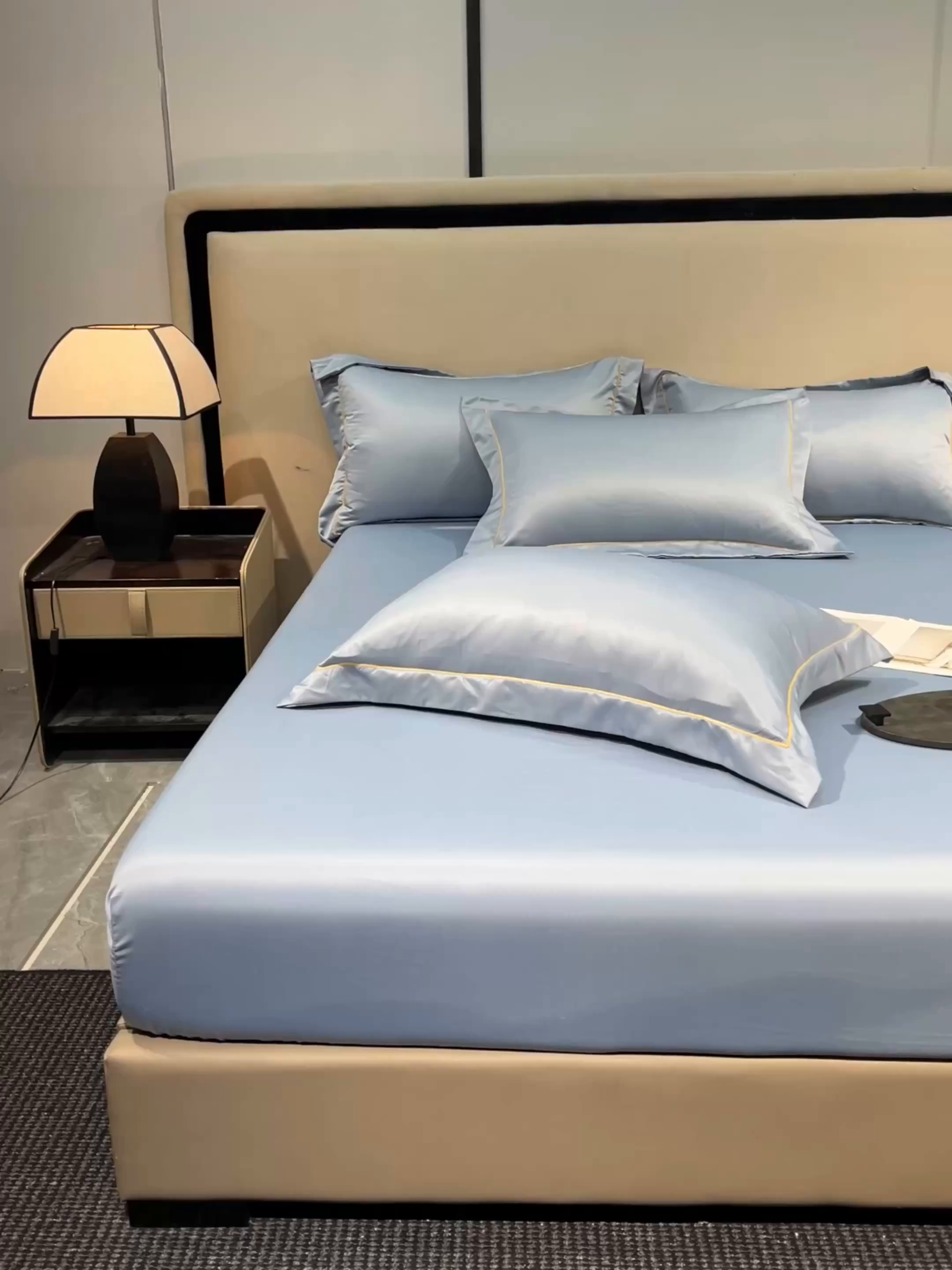 91家纺网 家纺一手货源 找家纺 露梦家纺 2025外贸内销跨境电商亚马逊速卖通单床笠三件套欧美尺寸多多跨境平台TEMU SHEIN笠高30cm 极简-海青