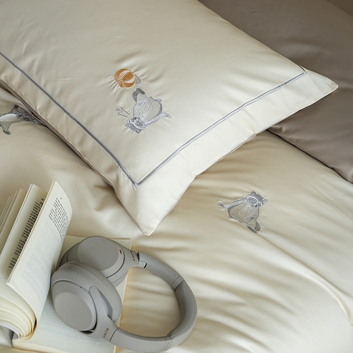 91家纺网 家纺一手货源 找家纺 （总）简纯主义 2025新款A类趣味系列全棉长绒棉插画绣花四件套-