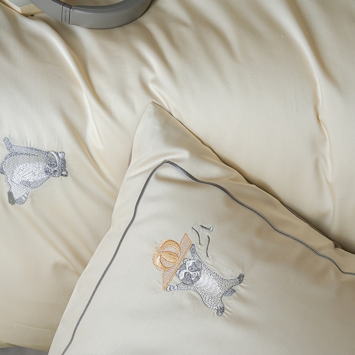 91家纺网 家纺一手货源 找家纺 （总）简纯主义 2025新款A类趣味系列全棉长绒棉插画绣花四件套-