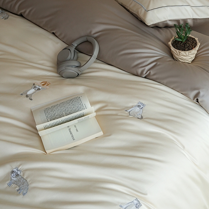 91家纺网 家纺一手货源 找家纺 （总）简纯主义 2025新款A类趣味系列全棉长绒棉插画绣花四件套-