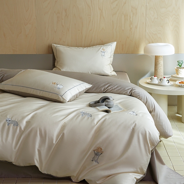 91家纺网 家纺一手货源 找家纺 （总）简纯主义 2025新款A类趣味系列全棉长绒棉插画绣花四件套-