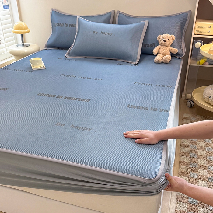 典曼家纺 2025新款600D数码印花冰藤席席子凉席-床笠款 简约生活-床笠款