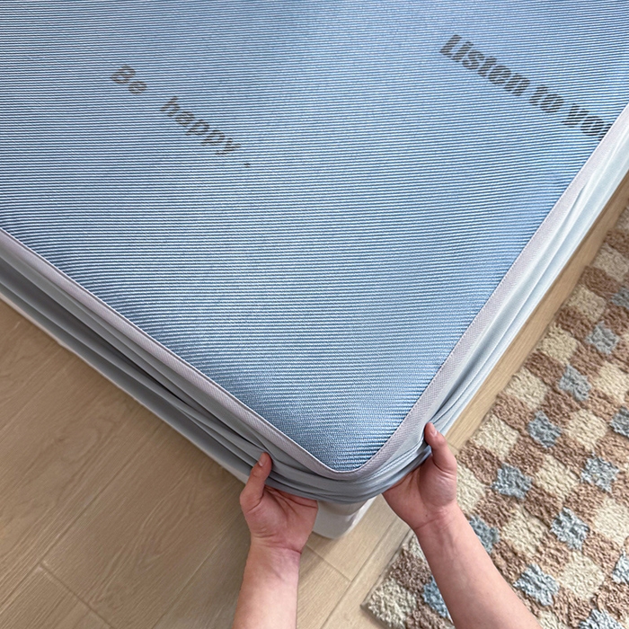 91家纺网 家纺一手货源 找家纺 典曼家纺 2025新款600D数码印花冰藤席席子凉席-床笠款 简约生活-床笠款