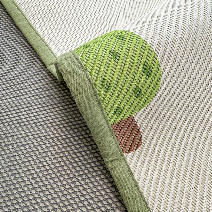 91家纺网 家纺一手货源 找家纺 典曼家纺 2025新款600D数码印花冰藤席席子凉席-床笠款 森林小熊-床笠款