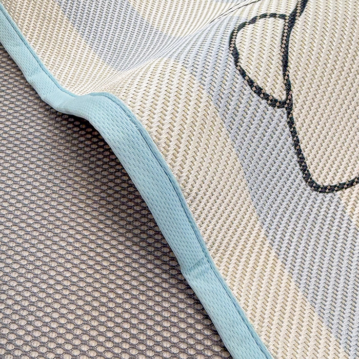 91家纺网 家纺一手货源 找家纺 典曼家纺 2025新款600D数码印花冰藤席席子凉席-床笠款 甜品小狗-床笠款