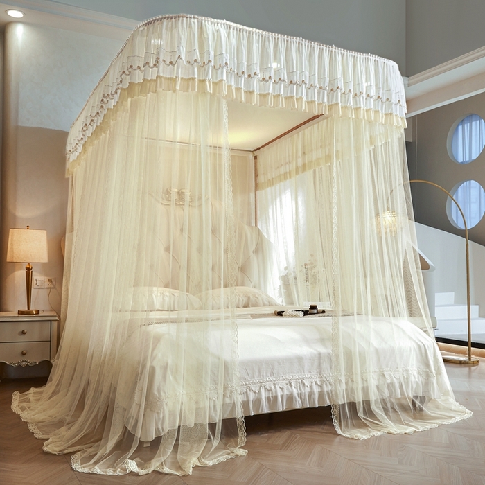 91家纺网 家纺一手货源 找家纺 （总）梦尔佳蚊帐 2025新款导轨蚊帐（855型号）双层吕合金弯头带风扇杆