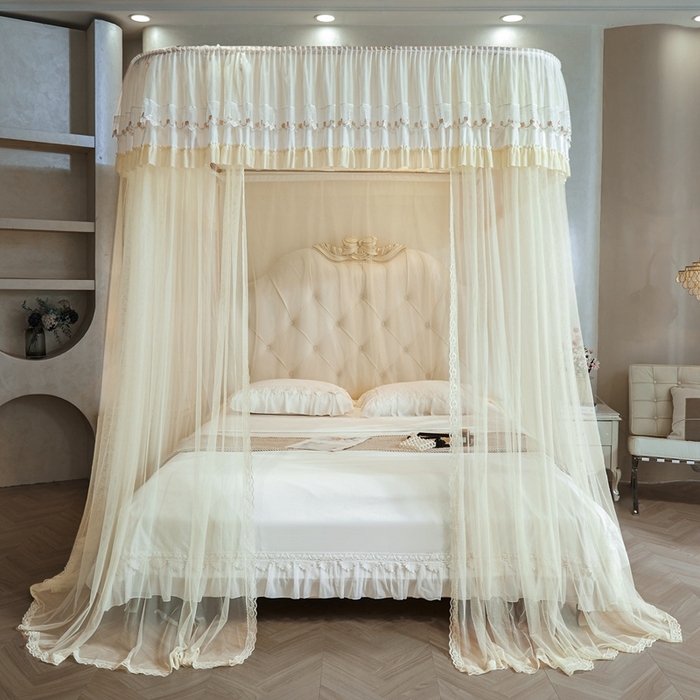 91家纺网 家纺一手货源 找家纺 （总）梦尔佳蚊帐 2025新款导轨蚊帐（855型号）双层吕合金弯头带风扇杆