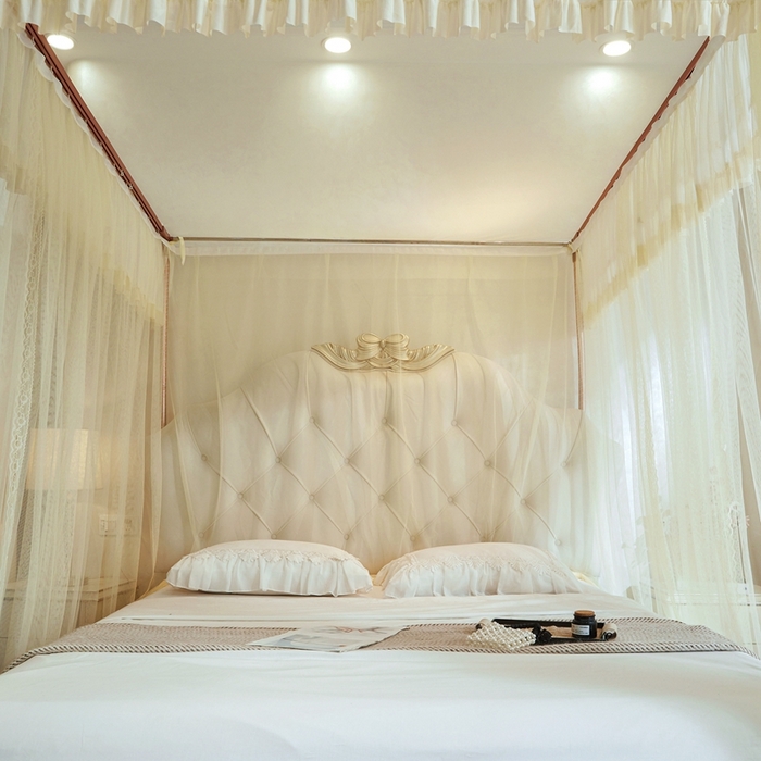 91家纺网 家纺一手货源 找家纺 （总）梦尔佳蚊帐 2025新款导轨蚊帐（855型号）双层吕合金弯头带风扇杆