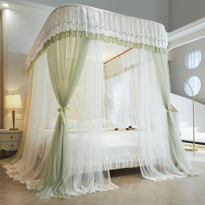 91家纺网 家纺一手货源 找家纺 （总）梦尔佳蚊帐 2025新款导轨蚊帐（855型号）双层吕合金弯头带风扇杆