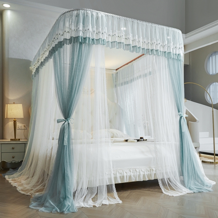 91家纺网 家纺一手货源 找家纺 （总）梦尔佳蚊帐 2025新款导轨蚊帐（855型号）双层吕合金弯头带风扇杆