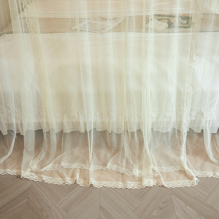 91家纺网 家纺一手货源 找家纺 梦尔佳蚊帐 2025新款导轨蚊帐（855型号）双层吕合金弯头带风扇杆 花蕊淡黄-单层