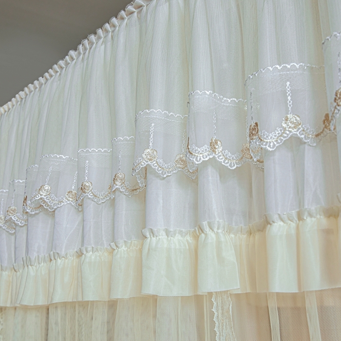 91家纺网 家纺一手货源 找家纺 梦尔佳蚊帐 2025新款导轨蚊帐（855型号）双层吕合金弯头带风扇杆 花蕊淡黄-单层