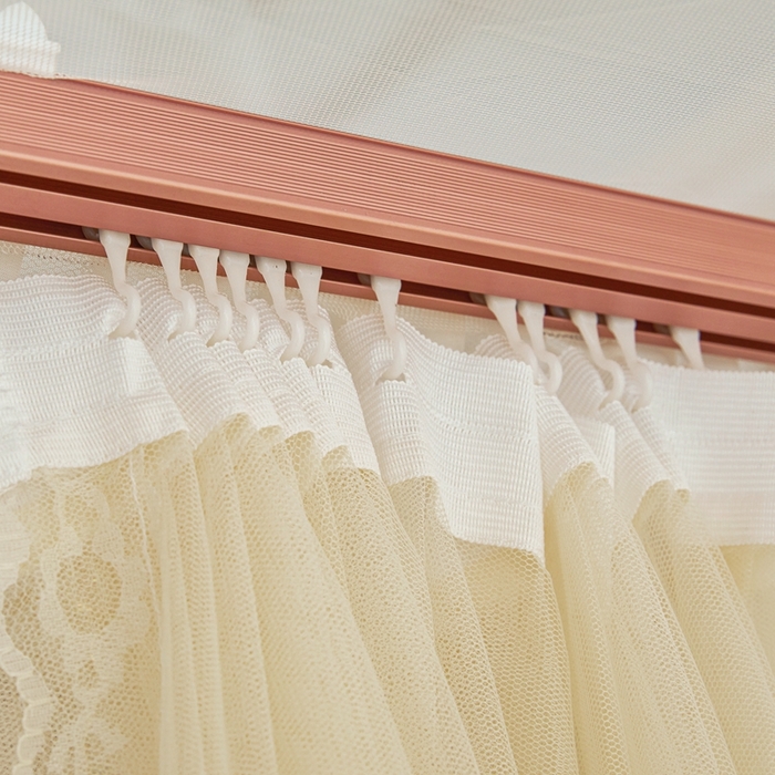 91家纺网 家纺一手货源 找家纺 梦尔佳蚊帐 2025新款导轨蚊帐（855型号）双层吕合金弯头带风扇杆 花蕊淡黄-单层