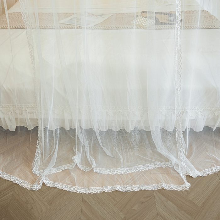 91家纺网 家纺一手货源 找家纺 梦尔佳蚊帐 2025新款导轨蚊帐（855型号）双层吕合金弯头带风扇杆 洁白如霞-单层