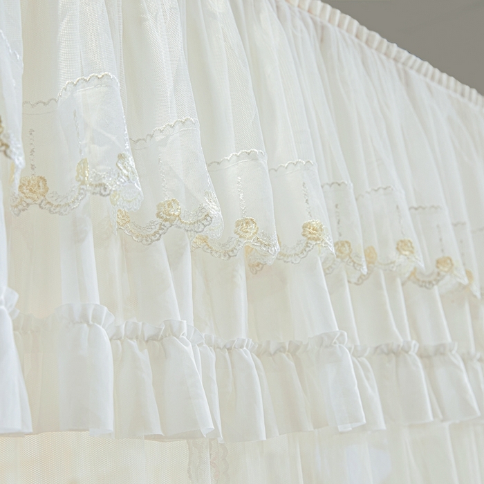 91家纺网 家纺一手货源 找家纺 梦尔佳蚊帐 2025新款导轨蚊帐（855型号）双层吕合金弯头带风扇杆 洁白如霞-单层